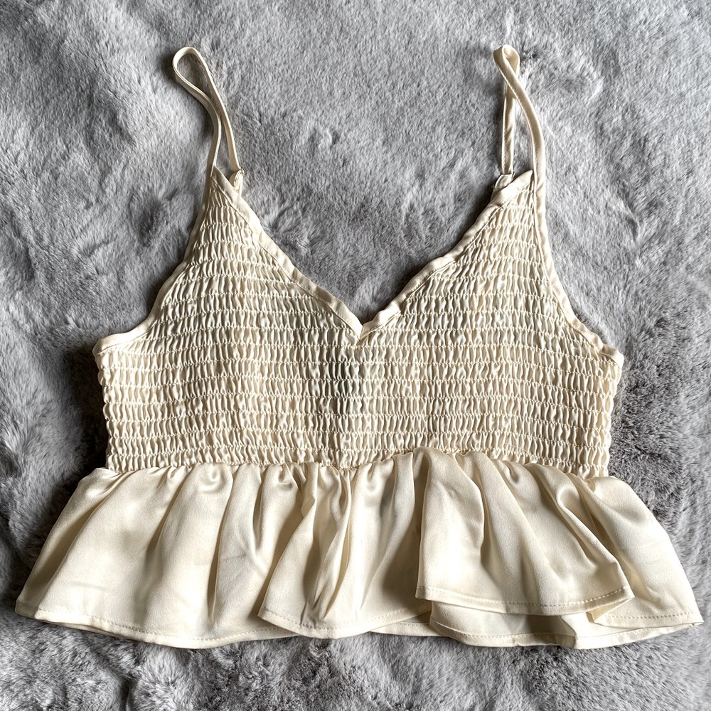 Forever 21 Women’s Medium Smocked Flounce Hem Cami